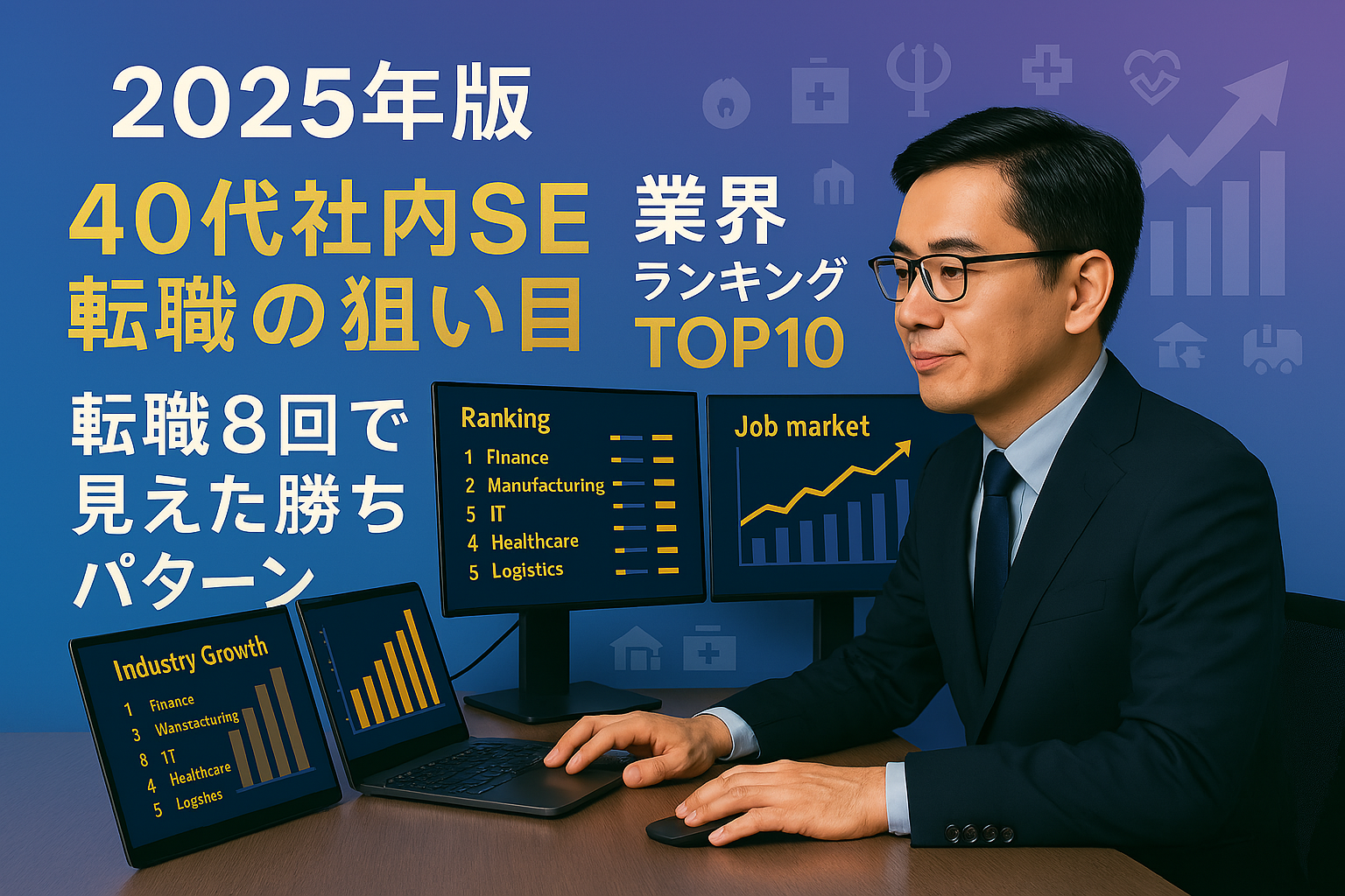 40代社内SE転職業界ランキングとデータ分析のイメージ図