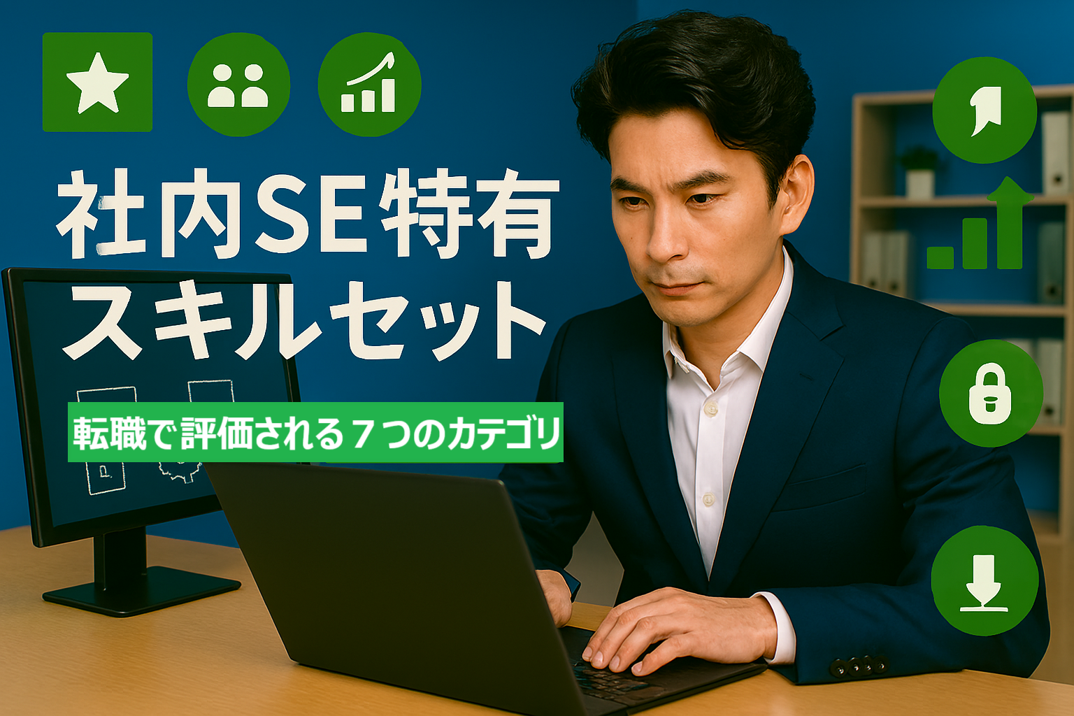40代社内SEのスキルセットを体系的に表現した図 - 社内SE特有の7つのスキルカテゴリガイド
